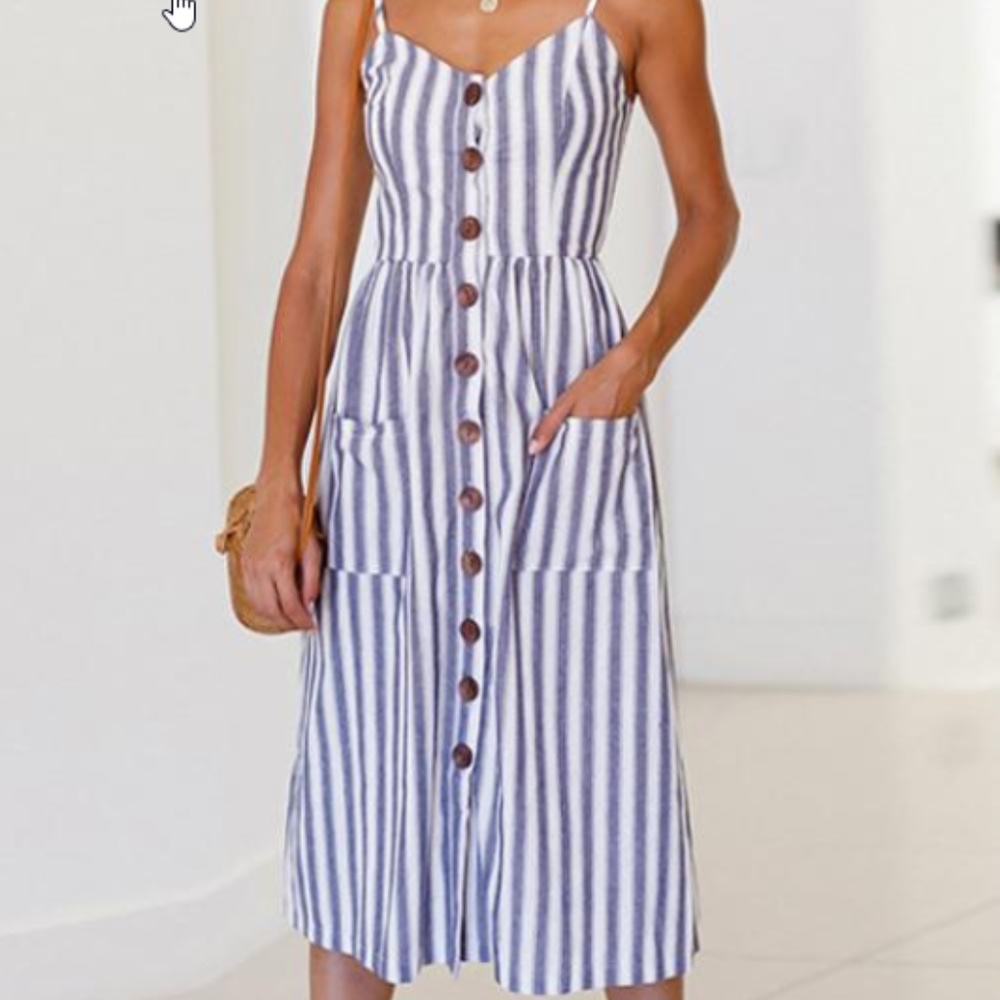 Spaghetti Strap Button Down Midi Dress